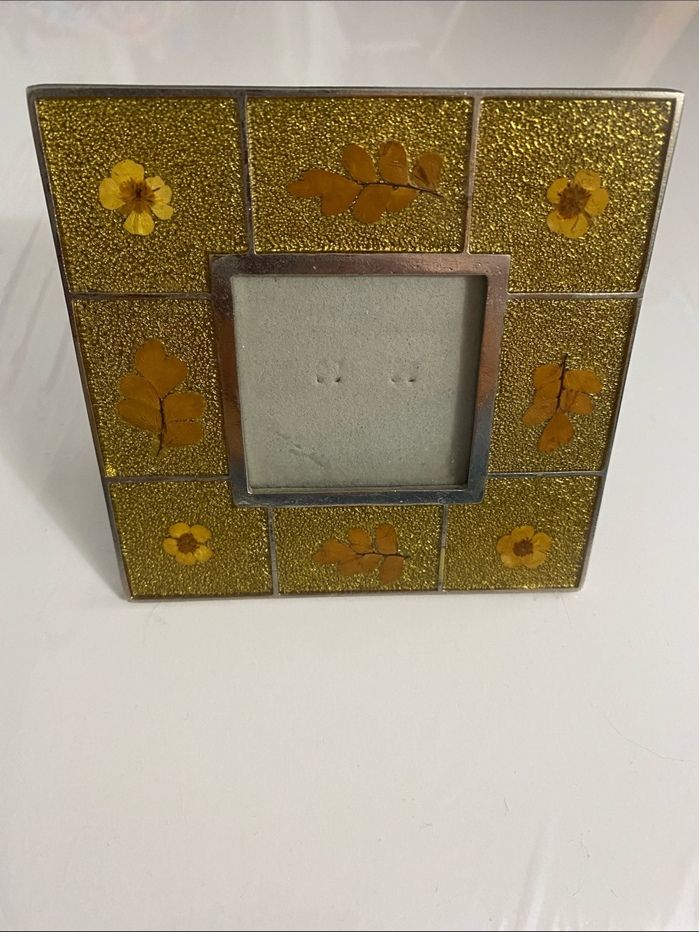 Burnes of Boston Leaded Glass Botanical Picture Frame,Flowers, Leaves, Rare, VTG